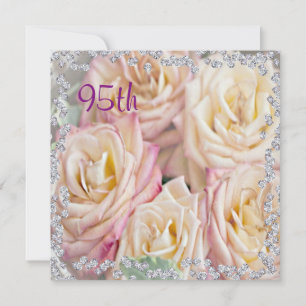 Invitation Roses et diamants exquis 95e anniversaire