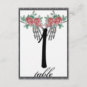 Invitation Roses et Main de Squelette Gothique Numéro de Tabl