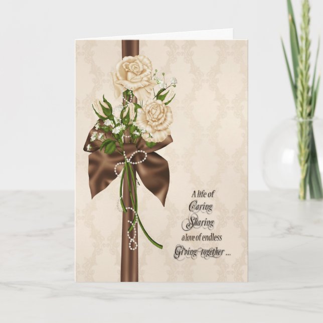 Invitation roses et Mariage ruban Vow Renouvellement Roses (Devant)