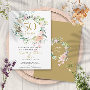 Invitation Roses Fleurales de Mariage et d'Anniversaire de Ma