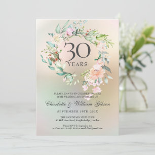 Invitation Roses Fleurales Perle Anniversaire de Mariage 30 A
