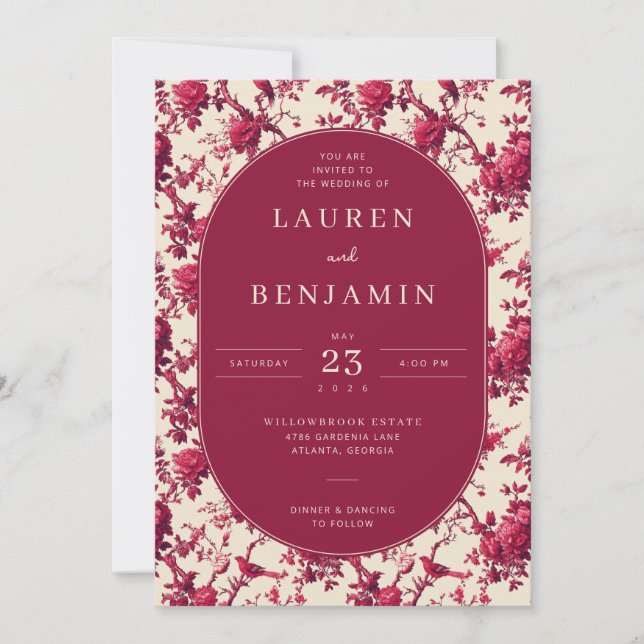 Invitation Roses Florales Marron Romantique (Devant)
