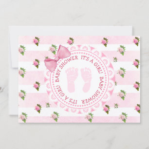 Invitation Roses floraux rose à une fille Baby shower Invitat