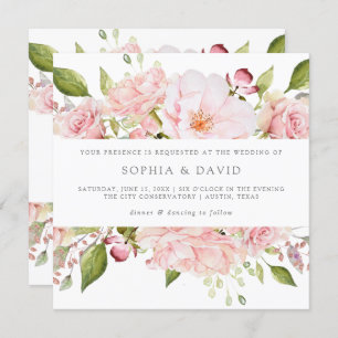 Invitation Roses généreux Élégant Mariage floral rose