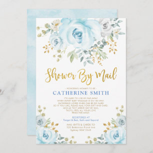 Invitation Roses Gold Soft Blue par Mail Virtual