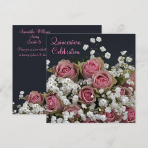 Invitation Roses & Gypsophila Bouquet Quinceañera