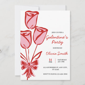 Invitation Roses hand drawn galentines girls night party