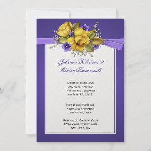 Invitation Roses Jaunes Violets Violets Violets Post Mariage