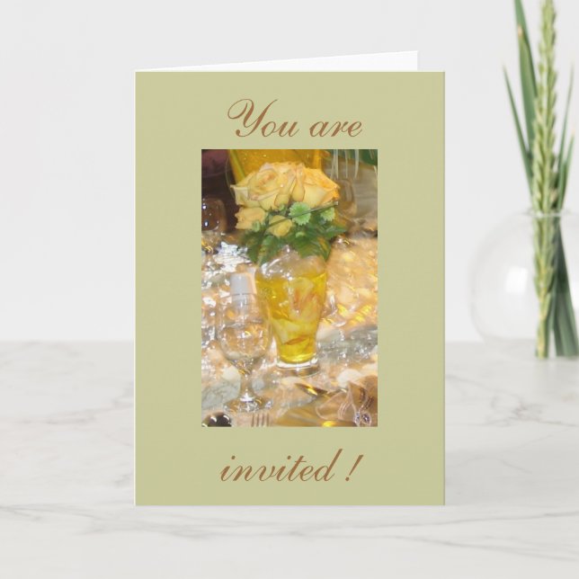 Invitation Roses jaunes - Vous êtes invité ! (Devant)