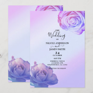 Invitation Roses Lilas Violet Glow Mariage Floral Élégant