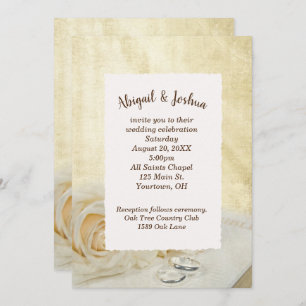 Invitation Roses mariages et anneaux