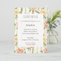 Roses Menthe Pêche Anniversaire Rayures Florales