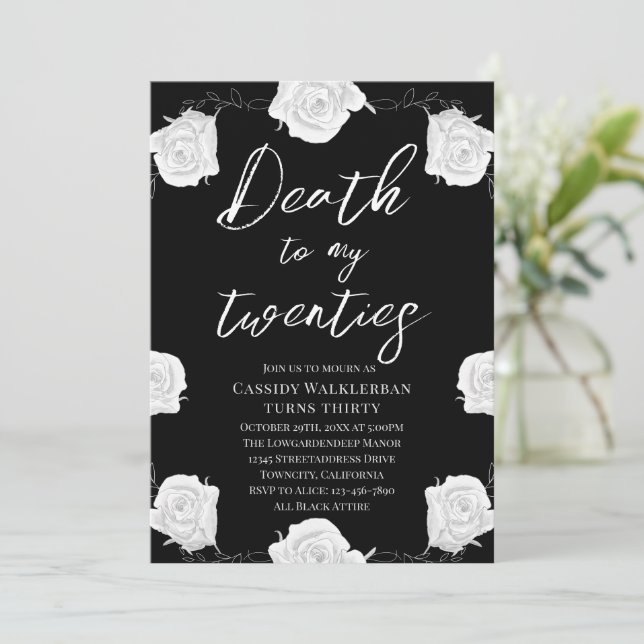 Invitation Roses Mort à mes 20 ans 30e anniversaire (Debout devant)