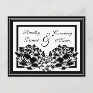 Invitation Roses noires et blanches