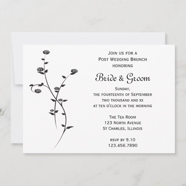 Invitation Roses Noires et Blanches Brunch de Remise de Maria (Devant)