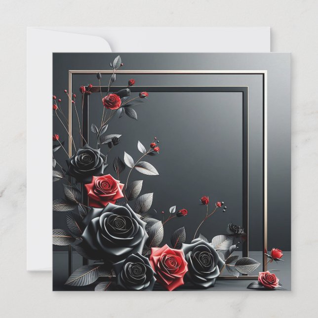 Invitation Roses noires et rouges 3Dimensions (Devant)