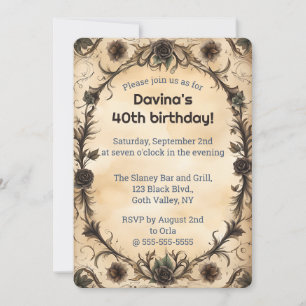 Invitation Roses Noires Goth Éditable