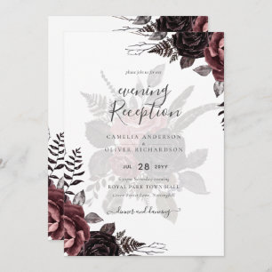 Invitation Roses noirs de Bourgogne foncée Mariage automne hi