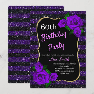Invitation Roses noirs pourpres de pourpre de parties