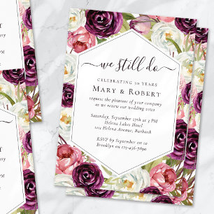 Invitation Roses Nous faisons encore Vow Renouvellement 50e M