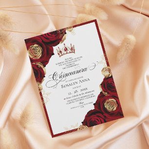 Invitation Roses Or Rouge Princesse Quinceañera 