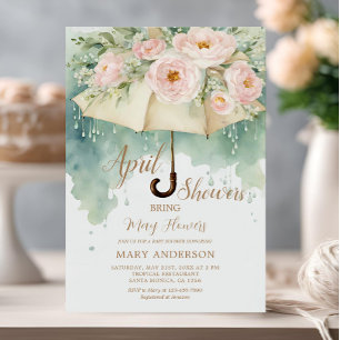 Invitation Roses Parapluies Avril Douches Apportent Mai Fleur