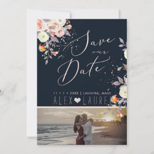 Invitation Roses Peaches+Crème Aquarelle Enregistrer la date