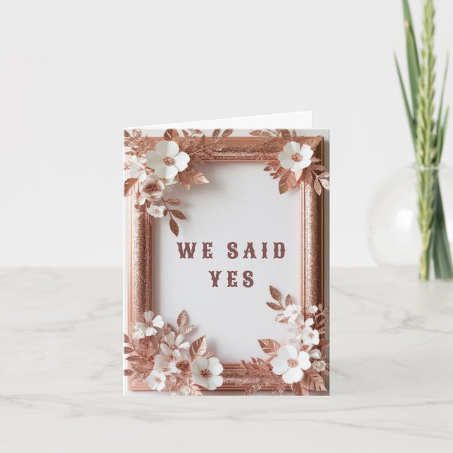 Invitation 💍 Roses Péches Or Décoration de Mariage de Printe (Devant)