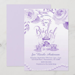 Invitation Roses & Perles Élégant Lavage de Thé de Mariée Vio