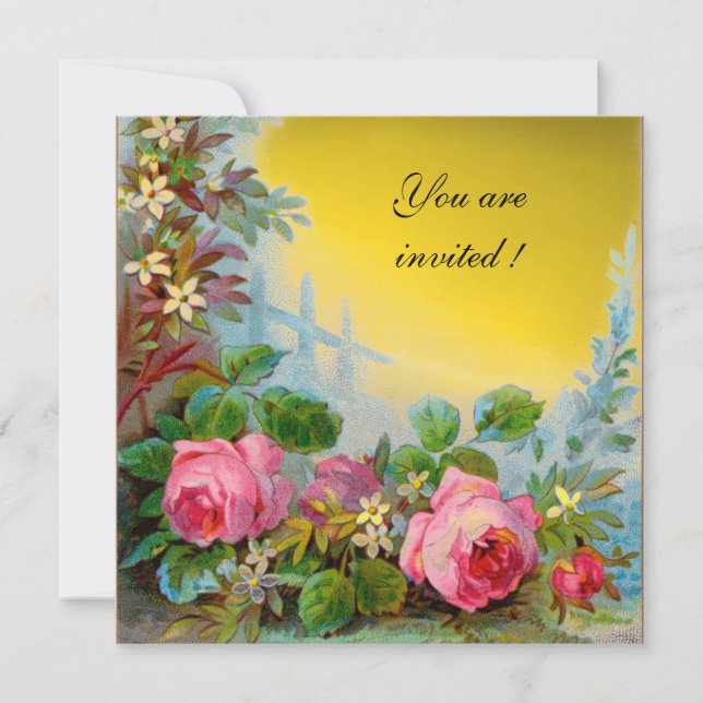 Invitation ROSES PINK & JASMINS gem jaune foncé (Devant)