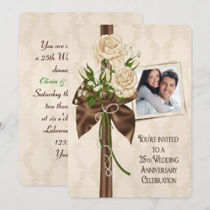 Invitation Roses pour les 25 ans de mariage