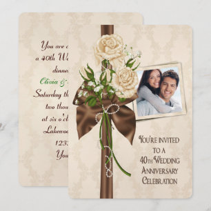 Invitation Roses pour les 40 ans de mariage