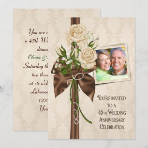 Invitation Roses pour les 45 ans de mariage