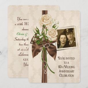 Invitation Roses pour les 60 ans de mariage