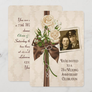 Invitation Roses pour les 75 ans de mariage