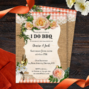Invitation Roses romantiques I DO BBQ Engagement Party