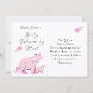 Invitation Roses rose baby shower Ours et épicerie rose maman