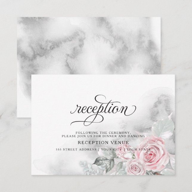Invitation Roses rose chatoyantes BarefootBride™ (Devant / Derrière)