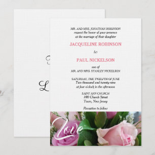 Invitation Roses Rose Lavande Rose Douce Mariage Amour