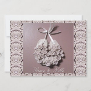 Invitation Roses rose pâle Aimer fer à cheval Mariage traditi
