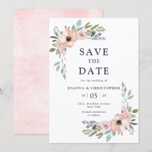 Invitation Roses Rose Poussiéreux Floral de la Mi-Été Enregis