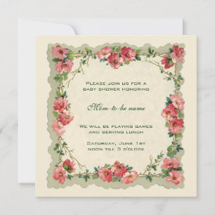 Invitation Roses roses antiques Fleurs Baby shower Floral