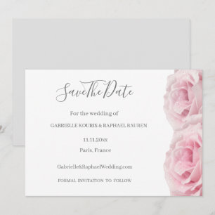 Invitation Roses roses blanches gris floral enregistrer la da