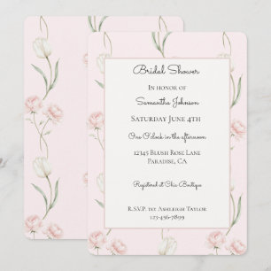 Invitation Roses Roses Blanches Tulipes Rose Pâle Enterrement