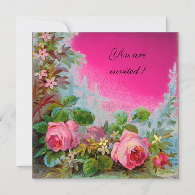 Invitation ROSES ROSES ET JASMINES ROSES, Fuchsia Gem (Devant)