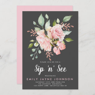 Invitation Roses roses et Parties scintillant roses et voir
