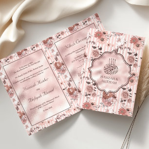 Invitation Roses roses et rayures florales mariage musulman r