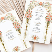 Roses roses et Urnes d'or Mariage victorien