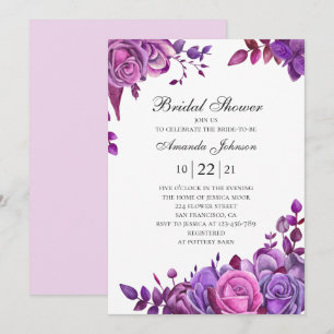 Invitation Roses roses et violets. Douche de nuptiale lilas f