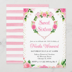 Invitation Roses roses fleurs couronne de cœur Douze ans